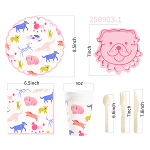 DAMAI Pink Cute <b>Dog</b> Theme Birthday Party Tableware Set Include <b>Dog</b> Model Paper Plate and Cup for <b>Dogs</b> Party <b>Table</b> Decorations - Product Image 6