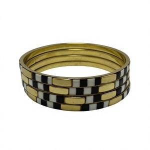 Fashion Multi Color Gold Plated Brass Resin Cuff Bangle for <b>Women</b> and Girls Wedding <b>Jewelry</b> - Product Image 5