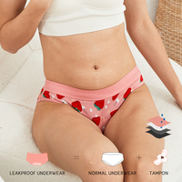 Vente en gros de tampons hygiéniques roses imprimés fruits pour adolescentes culotte menstruelle menstruelle jeune