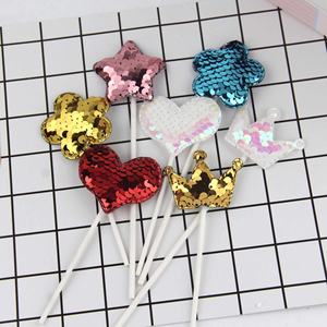 Nuevo Adorno Brillante para Pastel de Cumpleaños con Forma de <span class=keywords><strong>Estrella</strong></span>, Corona y Flor, Decoración para Mesa de Postres, Adorno para Pastel de Felicitación - Product Image 4