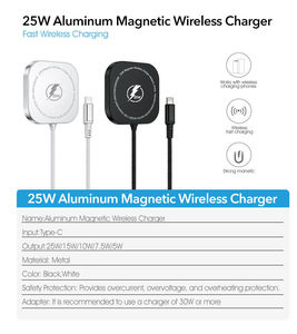 Wholesale for 2 Magnetic Wireless Charging 25W Fast <b>Charger</b> with Type-C Port and OTP Protection for 12-17 & <b>Air</b> Pods - Product Image 6