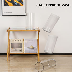 Jarrón acrílico alto personalizable con diseño Art Deco, centro de mesa cilíndrico de plástico para boda y decoración del hogar - Product Image 3