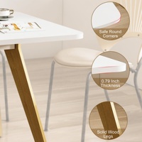 Petite table à manger carrée moderne en MDF, style antique, luxe, blanche, pour villa, hôtel, appartement, meubles KirKasa