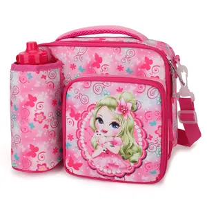 Lancheira isolada com bolsa portátil, bolsa cooler de desenho animado para almoço com chaleira, caixa de almoço para crianças