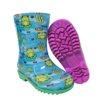 Bottes de pluie unisexes en PVC grenouille bleu poisson dessin animé imperméable à l'eau pour les enfants