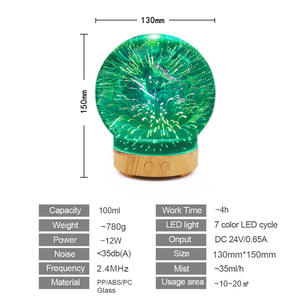 Diffuseur d'arômes et humidificateur 100 ml, diffuseur d'huiles essentielles ultrasonique avec lumière LED pour la maison et le bureau - Product Image 2