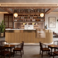 Comptoir de bar ondulé personnalisé pour bar, café, boutique de bubble tea |   Comptoir de réception et de service commercial avec panneau composite