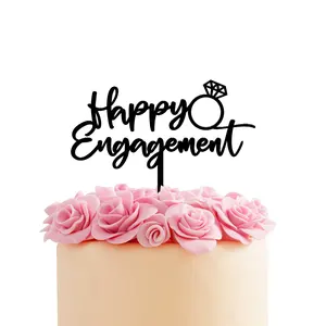 Décoration de gâteau de mariage en acrylique Happy Engagement Topper pour fiançailles et douche nuptiale 06