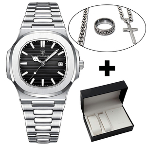 Poedagar 613 Nuovo Set di Due Pezzi: Orologio al Quarzo e Bracciale, Combinazione Creativa alla Moda, Regalo Speciale <span class=keywords><strong>per</strong></span> <span class=keywords><strong>Uomo</strong></span> - Product Image 2