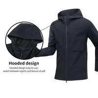 Veste de course pour homme à double fermeture éclair, couleur unie, 90% nylon, 10% élasthanne, XS-3XL, à capuche, coupe-vent confortable