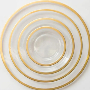 Ensemble d'assiettes en verre de luxe avec bord doré, design transparent, populaire pour les restaurants et la maison, pour les événements et Noël, en matériau PC - Product Image 4