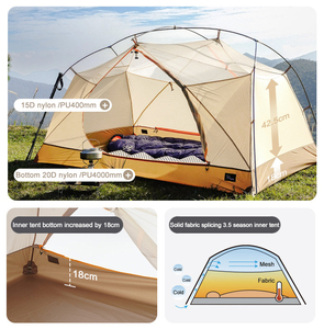 เต็นท์แคมป์ปิ้งกลางแจ้งแบบพับได้ กันน้ำ น้ำหนักเบา สำหรับเดินป่า แบ็คแพ็ค 4 ฤดู ผลิตจากไนลอนวิดาลิโด 15D แบบสองชั้น - Product Image 6