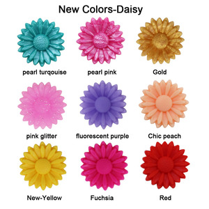 Nouveautés 2024 : Perles focales en silicone Daisy, turquoise, rose et or, 22 mm, avec paillettes, pour la création de stylos, colliers et bijoux DIY - Product Image 2