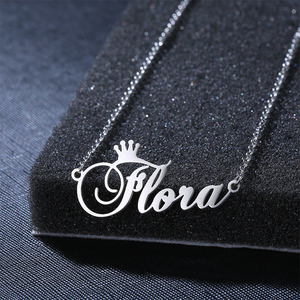 Benutzer definierte Typenschild Krone gewählt Halskette Trendy Edelstahl plattiert Link Hochzeiten Engagements Partys Jubiläen - Product Image 1