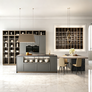 <span class=keywords><strong>Mobile</strong></span> da Cucina Moderno Minimalista BALOM in Legno Naturale con Venature Verticali, Armadietti Inferiori, Piano di Lavoro Grigio Scuro e Unità <span class=keywords><strong>Forno</strong></span> Integrata - Product Image 4