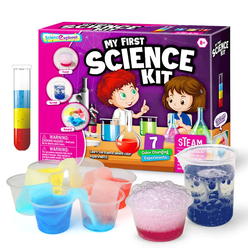 Kit percobaan warna lab Kimia lucu panduan warna kognisi tangan percobaan lab Sains untuk anak-anak