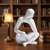 Statuette Artisanale en Résine Personnalisée de Penseur Abstrait, Peinte à la Main, Écologique, Décoration Moderne pour la Maison et le Bureau