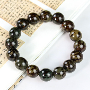 Bodhi Root <b>Bracelet</b> Single Loop Unisex Jewelry Watermelon Rind Green Beaded Everyday Wear - Product Image 4