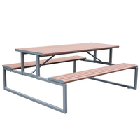 Table de pique-nique en bois WPC pour extérieur, public, commercial, de luxe, longue table de pique-nique pour l'école, restaurant, jardin, patio, table à manger avec banc