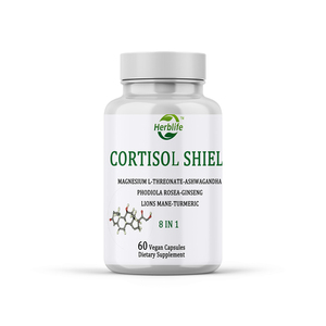 Herblife OEM/ODM Cortisol Shield - Cápsulas <span class=keywords><strong>de</strong></span> Ashwagandha, Magnesio L-Treonato, Rhodiola Rosea, Melena <span class=keywords><strong>de</strong></span> León y Ginseng - Suplemento Rico en Nutrientes - Product Image 1
