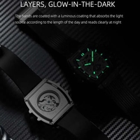 CHENXI 8851 nouveauté cadeau hommes mécanique automatique montre Vintage bracelet en silicone lumineux étanche squelette Rectangle montres