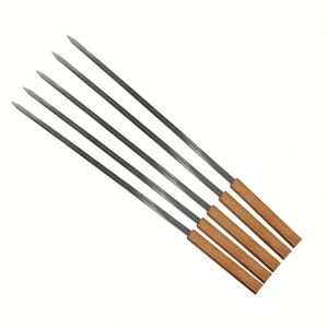 23 Brochetas Planas de Acero Inoxidable de Alta Resistencia de 5/8 Pulgadas de Ancho y Largo para Barbacoa, con Mango de Madera para Parrilla al Aire Libre - Product Image 2