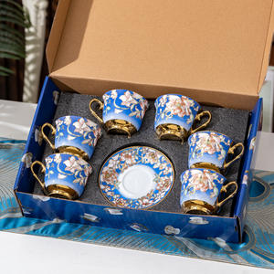 Juego de Tazas de Café de Cerámica de Gran Capacidad, Diseño Estilo Ins, Taza Retro para Latte, Exquisito Juego de Té para la Tarde, 6 Tazas y 6 Platos - Product Image 5