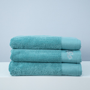 Ensemble de serviettes de bain en pur coton 70x140cm 600g, serviette visage 35x75cm 150g, rectangulaire, doux pour la peau, vert jade, blanc cristal Han - Product Image 1