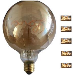 Nouveau design Home Love Wow Oui Flèche <span class=keywords><strong>Mots</strong></span> LED Ampoule à filament G125 E27 Vintage Edison Style LED Incurvé Doux Filament Globe Lampe - Product Image 5