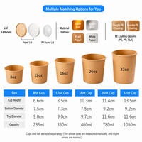 Gobelet à soupe jetable en kraft, logo personnalisable, matériau de qualité alimentaire, qualité supérieure, usage en restaurant, crème glacée, anti-fuite