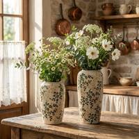 Nouveau vase en céramique de style chinois ARM LVG, multi-tailles, motif floral vert, en porcelaine craquelée, pour décoration artistique de la maison, récipients à fleurs