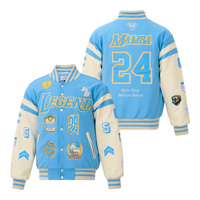 En stock Blouson universitaire brodé classique en cuir PU, style mode streetwear, thème Légende d'Atlanta, baseball vintage, inspiré du cinéma