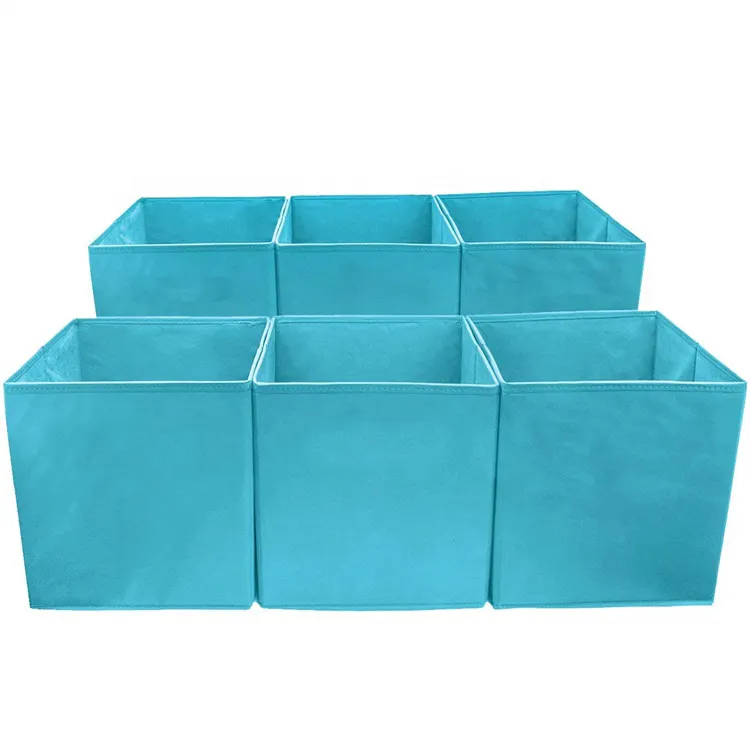 للطي صندوق تخزين es متعددة اللون البوليستر مربع طوي مكعب صندوق تخزين غير منسوج صندوق تخزين