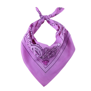 Pañuelo cuadrado de algodón Angelina de 54x54 cm, color rosa, con estampado de flores de cachemira, accesorio de moda para la cabeza para mujer - Product Image 1