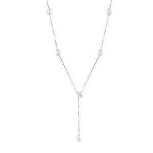 Collier en argent sterling 925 avec perles d'eau douce naturelles en forme de Y, bijoux fins pour femmes - Product Image 1