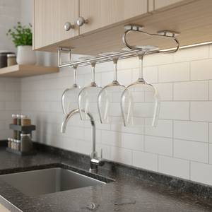 Chrome Plated <b>Kitchen</b> Cup Holder <b>Hook</b> Type Installation Non-Folding Classic Single Tier Water-Resistant Lightweight Durable - Product Image 3