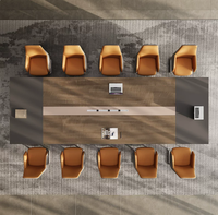 Table de conférence Yiloya 4m 5m, grande table de réunion moderne de luxe en bois pour 14, 16 ou 18 personnes