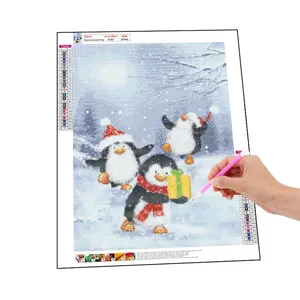 5d لوحة الماس ديي عيد الميلاد لطيف طيور البطريق الحيوانات مربع أب التدريبات الماس للأطفال