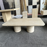 Table basse carrée en travertin naturel moderne OEM ODM pour salon, villa haut de gamme, hôtel
