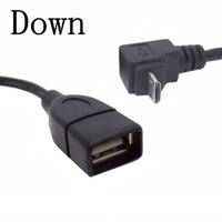 Cable adaptador de datos y carga USB-B OTG con conector en ángulo recto Micro USB B a USB 2.0 A hembra a macho, con ángulo izquierdo, arriba, abajo