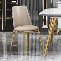 Chaise de salle à manger en cuir avec pieds en métal doré, chaise de maquillage, chaise de table avec dossier en PU, chaise de loisirs, chaise de café