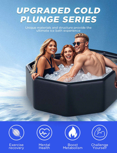 Sleek black collapsible <b>bath</b> tub octagonal brushed surface dual hot cold tub for home garden recovery Ice <b>Bath</b> Tub - Product Image 5