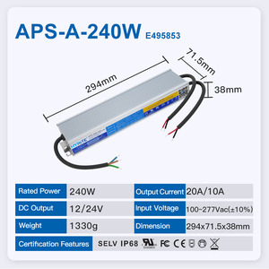 Hyrite IP68 Waterproof AC-DC LED <b>Switching</b> Power Supply 50/60Hz Wide Range Voltage High Active PFC 12V 24V 60W-180W - Product Image 5