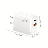 Chargeur mural GaN personnalisé 30W pour téléphone portable, ordinateur portable, chargeur USB Type-C double port et adaptateur, chargeur rapide PD avec prise EU, UK, AU