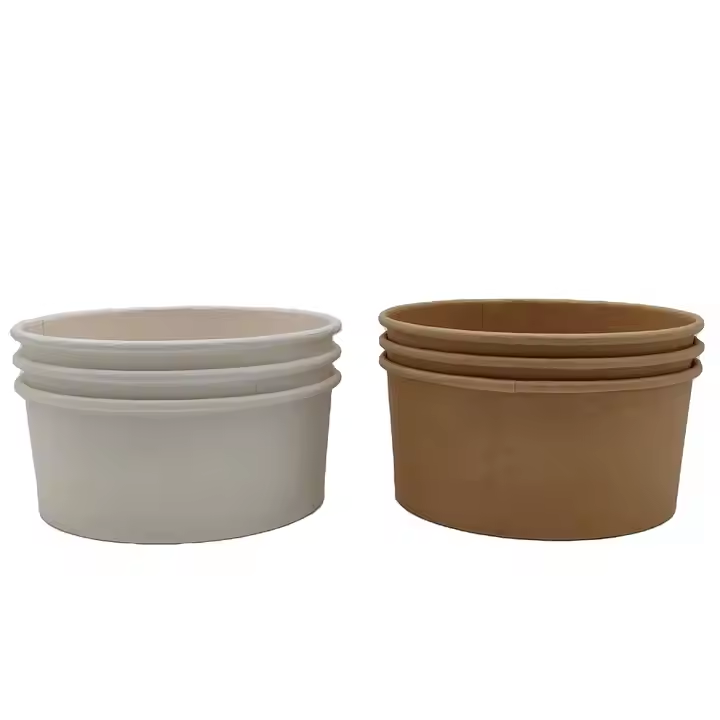 Disposable Take Away PET Lidded Eco-Friendly Kraft Paper Salad Bowls & Plates for Snack Hamburger & Pizza-Customizable