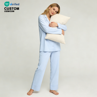 Nouvel Arrivage Beefey – Ensemble Pyjama Élégant et Doux pour Femme, Manches Longues, Pantalon, Respirant, en Modal, Logo Imprimé sur le Devant, Taille Élastique, Col en V