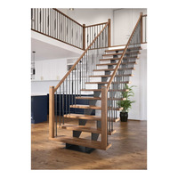 Escalier préfabriqué à monopoutre en chêne pour intérieur, idéal pour duplex