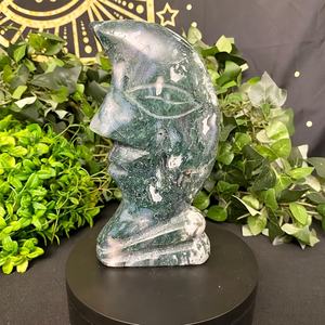 Venta al por Mayor de Tallados de Ágata Musgosa Estilo Bohemio con Forma de Luna, Tallados de Piedra de Cristal Natural para Decoración del Hogar y Regalos Festivos - Product Image 5