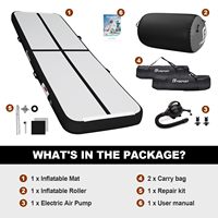Tapis de gymnastique gonflable en PVC imperméable 10ft/12ft antidérapant avec rouleaux d'air pour entraînement d'équilibre intérieur/extérieur