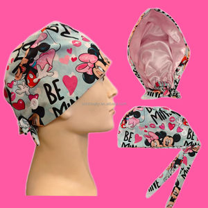 Cappelli Chirurgici con Stampa Topolino Cartoon, Berretti da Infermiere con Laccetti Posteriori, Cappelli Chirurgici con Fodera in Raso per Dottori Uomini - Product Image 2